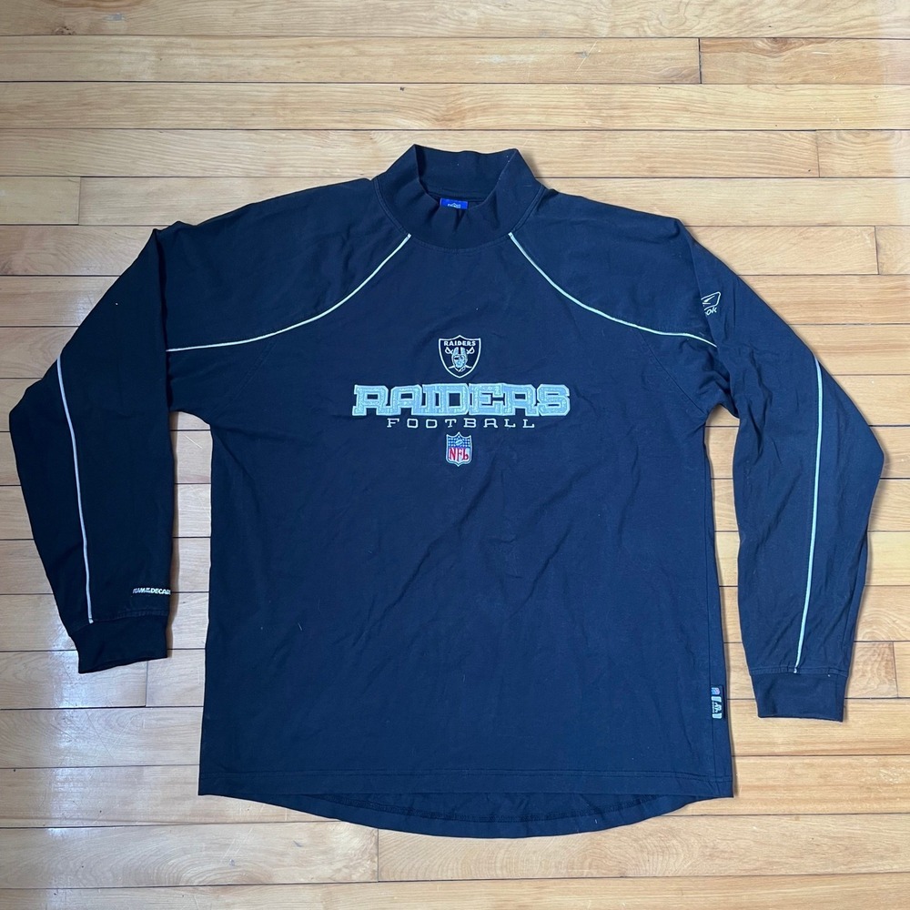 Reebok Oakland Raiders NFL Mock Neck Long Sleeve Shirt Black Mens Large L/G